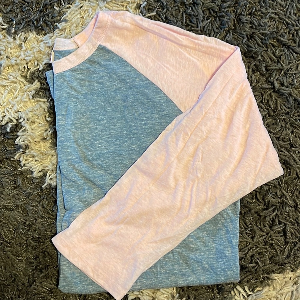 lularoe size large pink and gray-blue raglan.